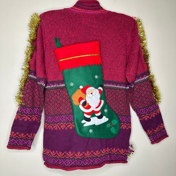 Ugly Christmas Sweater Buddy the Elf LIGHTS UP Tinsel Xmas Party Winner Sz Small - Picture 3 of 5